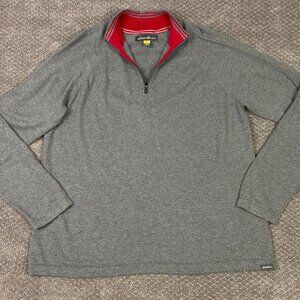 Eddie Bauer Travex 1/4 Zip Sweater Men's 2XL Gray Cashmere Blend Pullover Knit